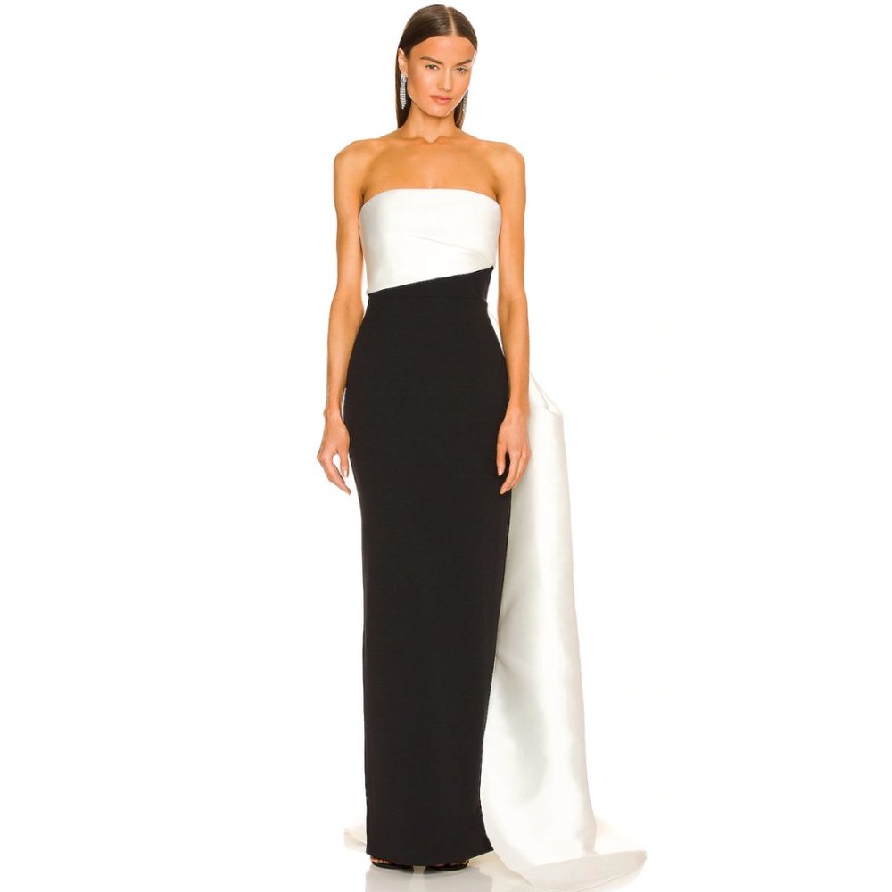 SOLACE LONDON Kinsley Maxi Dress in Cream & Black NWT Size 4 US